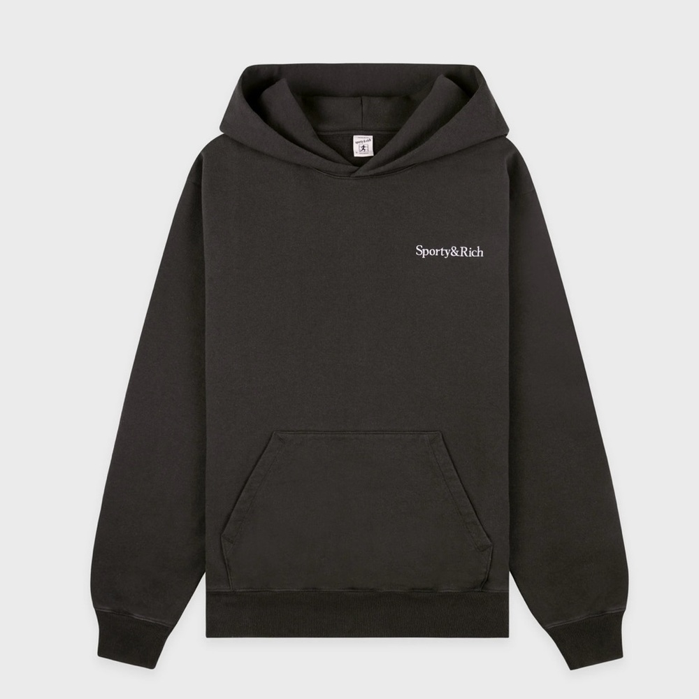 Sporty & Rich, Sherif Logo Hoodie, Faded Black, Small